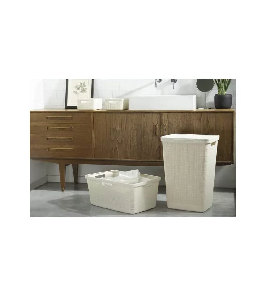 CESTA PORTABIANCHERIA "JUTE" KETER BIANCO - 59x39x26 CM